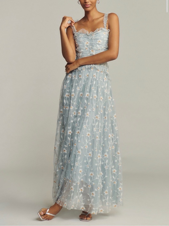 Anthropologie Dresses & Skirts - Anthropologie Light Blue Floral Maxi Dress